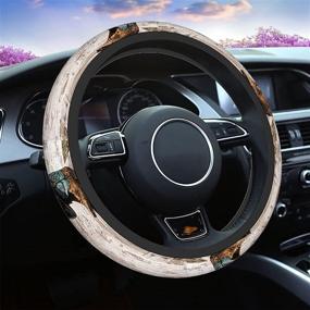 img 4 attached to Swono Cowboy Boots And Hat Car Neoprene Steering Wheel Cover American West Cowboy Leather Shoes 15 Inch Anti-Slip Wheel Wrap Case Protector For SUV Sedan Vans Trucks