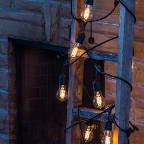 img 2 attached to Decorative String Light Kit With 15-Socket (E26) And Amber Incandescent Nostalgic Loop Filament (A19) Light Bulbs, 48 Ft Length And 25 Watt Power, Black By Bulbrite