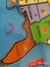 img 5 attached to Деревянная головоломка с картой США из 46 предметов для детей - образовательные географические пазлы Карта США, подарок на день рождения для мальчиков и девочек от Joqutoys