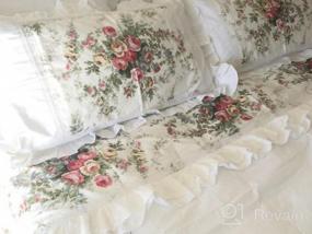 img 7 attached to Full Size 4-Pieces FADFAY Farmhouse Bedding Vintage Rose Floral Duvet Cover, White Lace & Ruffle Style 100% Cotton Exquisite Craft Elegant Shabby