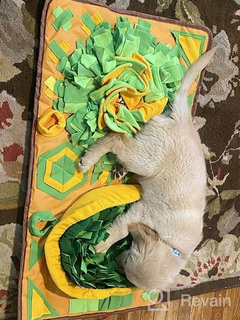 img 1 attached to Enrichment Nosework Feed Games: AWOOF Snuffle Mat For Dogs - Interactive Puzzle Toy, 34.6" X 19.6" Dog Feeding Mat Encouraging Natural Foraging Skills, Stress Relief And Slow Eating review by Heather Brown