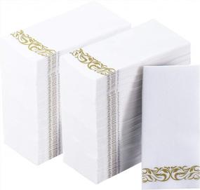 img 4 attached to 400 Pack Vplus Gold Paper Napkins Disposable Guest Towels 3-Ply Soft Absorbent Party Wedding Kitchen Dinners Events Premium Quality