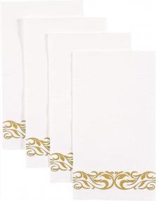 img 1 attached to 400 Pack Vplus Gold Paper Napkins Disposable Guest Towels 3-Ply Soft Absorbent Party Wedding Kitchen Dinners Events Premium Quality