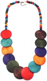 img 2 attached to 🌈 Exquisite Halawly Multicolored Beaded Wood Bead Layered Necklace: A Stylish Statement Piece