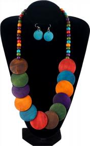 img 3 attached to 🌈 Exquisite Halawly Multicolored Beaded Wood Bead Layered Necklace: A Stylish Statement Piece