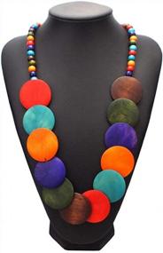 img 1 attached to 🌈 Exquisite Halawly Multicolored Beaded Wood Bead Layered Necklace: A Stylish Statement Piece