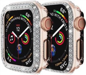 img 3 attached to 2 Pack Women Soft Bling PC Full Cover Screen Protective Band Bumper Frame Compatible With Apple Watch Series 3 2 1 38Mm - Supoix Clear Case