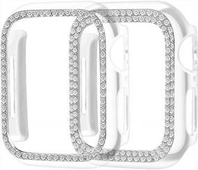 img 4 attached to 2 Pack Women Soft Bling PC Full Cover Screen Protective Band Bumper Frame Compatible With Apple Watch Series 3 2 1 38Mm - Supoix Clear Case
