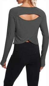 img 2 attached to Cute Long Sleeve Women'S Athletic Crop Tops For Yoga, Running, And Gym Workouts By Bestisun