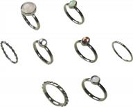 vintage silver star moon knuckle ring set - stackable midi finger rings for women and girls (7-19pcs) logo
