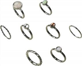 img 4 attached to Vintage Silver Star Moon Knuckle Ring Set - Stackable Midi Finger Rings For Women And Girls (7-19Pcs)