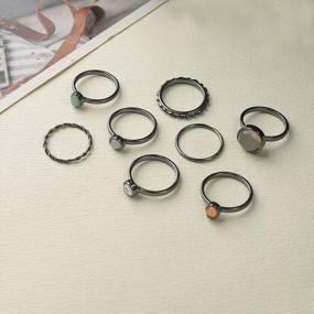 img 3 attached to Vintage Silver Star Moon Knuckle Ring Set - Stackable Midi Finger Rings For Women And Girls (7-19Pcs)