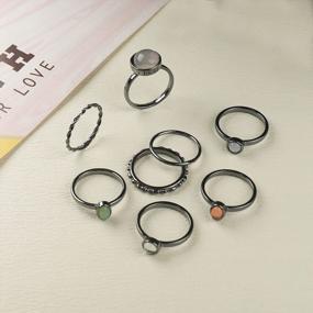 img 2 attached to Vintage Silver Star Moon Knuckle Ring Set - Stackable Midi Finger Rings For Women And Girls (7-19Pcs)