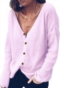 img 4 attached to Women'S V-Neck Button Down Cardigan Sweater Long Sleeve Soft Knit Casual S-XXL