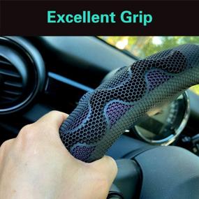 img 1 attached to PINCTROT 3D Honeycomb Anti-Slip Steering Wheel Cover With Superior Grip, Fits Universal 15 Inch Wheels (Purple)