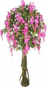 img 4 attached to Stunning Purple 6Ft Artificial Silk Wisteria Tree With UV Protection, Feel Real Technology, And Standable Base - 1680 Leaves And 72" Floral Display For A Unique Accent To Any Space In AMERIQUE