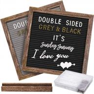 double sided felt letter board with rustic 10x10 wood frame,750 precut letters,months & days & extra cursive words, wall & tabletop display, letters organizer,farmhouse wall decor message board logo