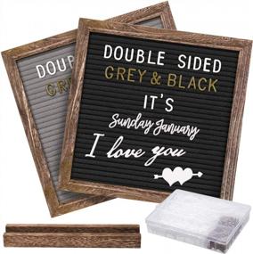 img 4 attached to Double Sided Felt Letter Board With Rustic 10X10 Wood Frame,750 Precut Letters,Months & Days & Extra Cursive Words, Wall & Tabletop Display, Letters Organizer,Farmhouse Wall Decor Message Board