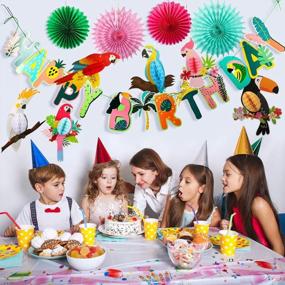 img 2 attached to Украшения для вечеринок с тропическими птицами - вырезы из бумаги в виде сот для попугаев на день рождения, гавайские вечеринки, вечеринки в тропическом лесу и летние вечеринки от PAMISO