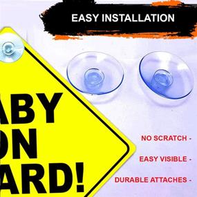 img 1 attached to 👶 2PCs Baby On Board Signs Suction Cups - Car Safety Sign Bundle - Prominent Kids On Board Car Stickers - Secure Baby in Car Window Clings - Child On Board Warning Decals - 5"x5