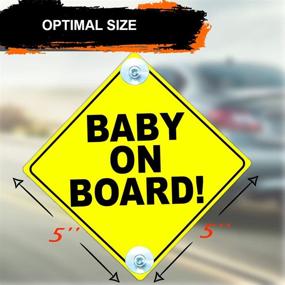 img 3 attached to 👶 2PCs Baby On Board Signs Suction Cups - Car Safety Sign Bundle - Prominent Kids On Board Car Stickers - Secure Baby in Car Window Clings - Child On Board Warning Decals - 5"x5