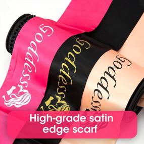 img 2 attached to Multi-Purpose Satin Edge Scarf Set For Hair, Lace Wig & Makeup - Includes 3Pcs In Black, Rose & Pink