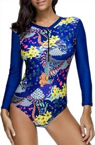 img 4 attached to Ayliss Long Sleeve Rash Guard Tankini With Eye-Catching Print For Women'S Surfing And Swimming
