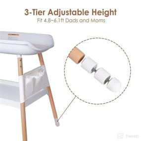 img 2 attached to 👶 Beberoad Love Baby Changing Table Dresser Diaper Station: Adjustable Height, Nursery Organizer, and Large Storage Rack for Newborn Baby and Infant - White