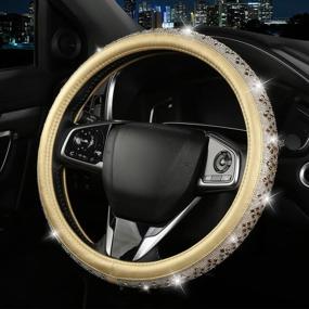 img 2 attached to 💎 Sparkling Crystal Rhinestones Steering Wheel Cover for Women & Girls - Bling Diamond Leather M