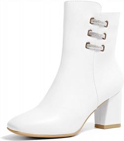 img 4 attached to IDIFU Ada Fashionable Ankle Boots With Square Toe And Half Size Larger Fit