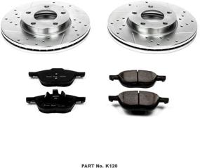 img 2 attached to 🔝 Enhanced Performance Kit: Power Stop K120 Front Z23 Carbon Fiber Brake Pads with Drilled & Slotted Brake Rotors