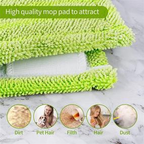 img 2 attached to 🧽 Reusable Swiffer Sweeper Pads – 6 Pack, Washable Refills for Wet and Dry Sweeping, Green [Mop Not Included]