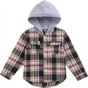 img 4 attached to Cozy Flannel Hoodie For Toddler Boys And Girls: Long Sleeve Plaid T-Shirt Top In 2-6T Sizes