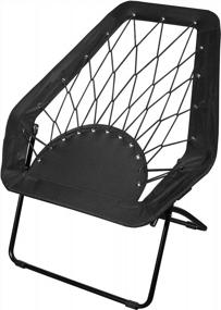 img 4 attached to 32" Zenithen Black Hexagon Bungee Chair For Dorm, Bed & Living Room - Pack Of 1