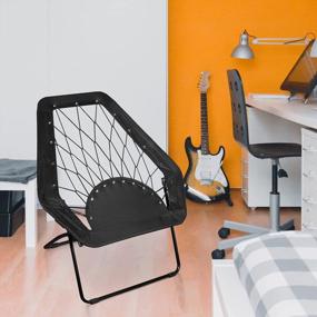 img 3 attached to 32" Zenithen Black Hexagon Bungee Chair For Dorm, Bed & Living Room - Pack Of 1