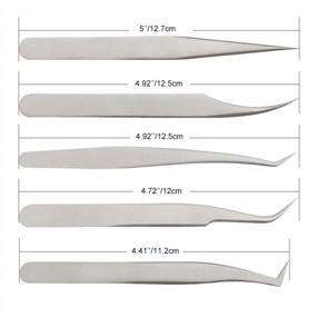 img 2 attached to Quewel Eyelash Extension Tweezers Set Eyelash Applicator Tool Curved And Straight Pointed Tweezers Lash Extension Supplies Stainless Steel Precision Tweezers Silver (Matte,5 Pcs)