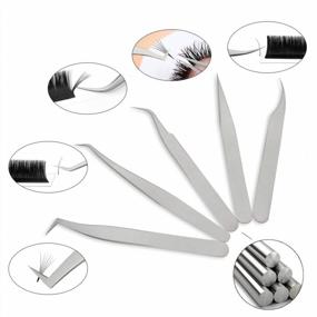 img 3 attached to Quewel Eyelash Extension Tweezers Set Eyelash Applicator Tool Curved And Straight Pointed Tweezers Lash Extension Supplies Stainless Steel Precision Tweezers Silver (Matte,5 Pcs)