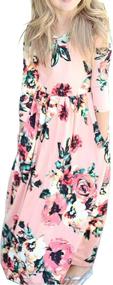 img 4 attached to LYXIOF Floral Casual Dresses: Stylish Girls' Clothing with Pockets