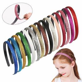 img 3 attached to Sparkling 15-Color Toddler Headbands: Glitter Thin Hairbands for Girls' Stylish, No-Slip Fashion Statement