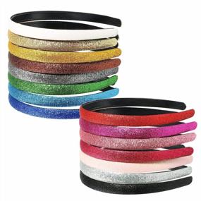 img 4 attached to Sparkling 15-Color Toddler Headbands: Glitter Thin Hairbands for Girls' Stylish, No-Slip Fashion Statement