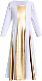 img 1 attached to Glittering Elegance: OwlFay Metallic Gold Praise Dance Dress For Girls