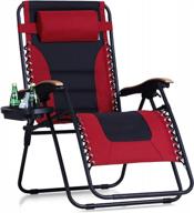 негабаритное кресло для отдыха xl zero gravity с широким подлокотником и подстаканником, мягким и регулируемым креслом, выдерживает до 400 фунтов - красное от phi villa логотип