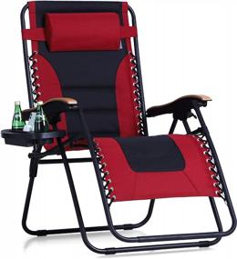 img 4 attached to Негабаритное кресло для отдыха XL Zero Gravity с широким подлокотником и подстаканником, мягким и регулируемым креслом, выдерживает до 400 фунтов - красное от PHI VILLA