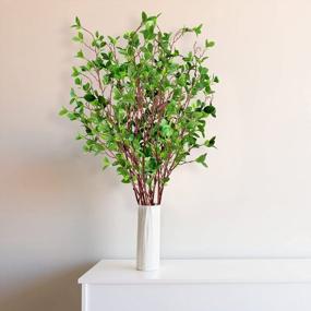 img 1 attached to AUSTOR 8 Packs 45" Artificial Ficus Stems Faux Green Stems Ficus Branches Leaf Stem Fake Green Bushes Shrubs Ficus Twig Stems For Vase Filler Home Wedding Office Decor