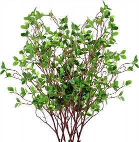 img 4 attached to AUSTOR 8 Packs 45" Artificial Ficus Stems Faux Green Stems Ficus Branches Leaf Stem Fake Green Bushes Shrubs Ficus Twig Stems For Vase Filler Home Wedding Office Decor