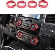 🔴 red aluminum keptrim for ford f150 xlt 2015-2020 ac vol knob ring button trim - 4pcs (excludes 2021-2022) logo