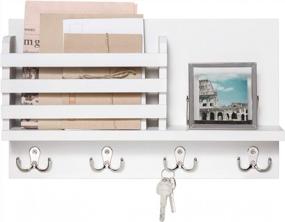 img 4 attached to Organize Your Entryway With Dahey'S Rustic Wall Mounted Mail And Key Holder With Floating Shelf