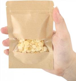 img 3 attached to 72-Pack Of Moretoes Kraft Paper Stand Up Pouches With Resealable Ziplock And Window For Coffee And Home/Business Packaging