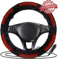 🚗 zonetech zone tech car steering wheel 12v plush heated cover - classic black premium comfort & protection logo