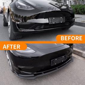 img 1 attached to 🚀 Enhance Your Tesla Model Y with a Matte Carbon Fiber Pattern Front Bumper Lip Kit: Car Mods, Spoilers, and Accessories for 2020-2022 Tesla Model Y